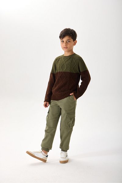Nisrakids Boy's Knitwear Sweater - Double Color, Crew Neck and Long Sleeves