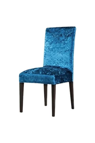 OEM Set 4 Chair Covers, Fine Velvet, Shiny Solid, Navy Blue
