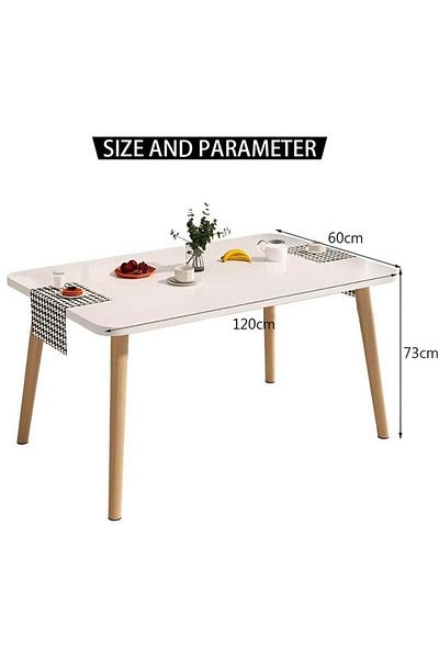 Taimi 5-Piece Dining Set, White Rectangular Dining Table 120x60x75cm with 4 Beige Chairs Soft Padded