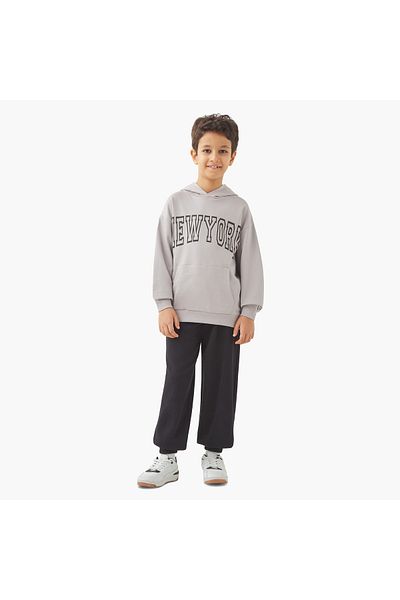 Juniors Printed Hooded Pullover with Long Sleeves