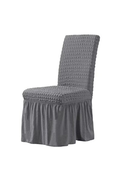 OEM Set 6 huse de scaun cu volane, poliester și lycra, gri închis