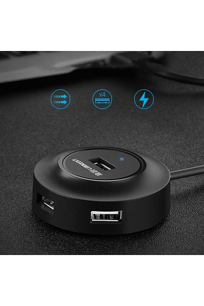 Ugreen 4w1 HUB rozdzielacz adapter USB 2.0 do 4x USB-A 480Mb/s 1m biały