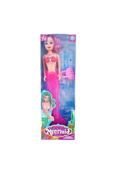 OEM Păpușă sirenă, plastic, 48 cm, roz