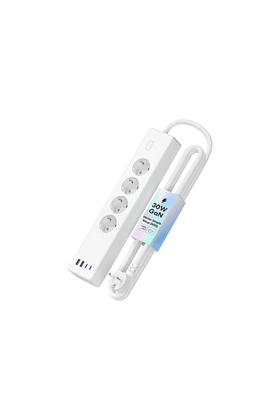 MEROSS 30W 2Typec + 2Us 4-Socket Smart Socket White