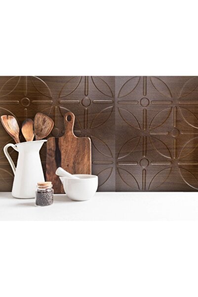 TİNK 3 Boyutlu Duvar Paneli Kabartmalı Geometrik Yuvarlak Desen Pvc 41x41 cm/ 6 Adet /1 m² Teak