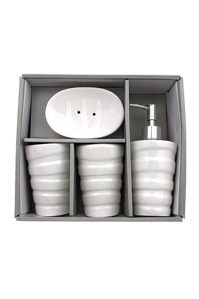 OEM Bathroom Set in Ceramic, Uni, 4 Pieces, 26x23cm, White