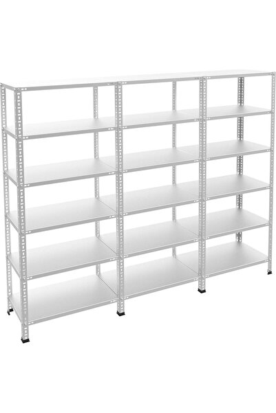cemil tasarım 6 katlı 3 lü bitişik galvaniz kaplama çelik raf modülü