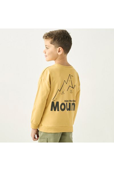 Juniors Abstract Print Sweatshirt with Long Sleeves and Round Neck