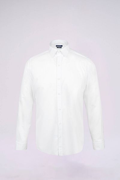 Hatemoğlu White Slim Fit Plain Slim Collar Cotton Long Sleeve Sports Shirt