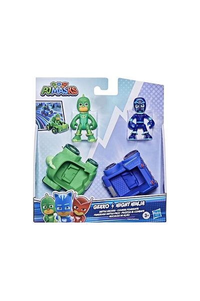 Hasbro Set 2 Figurine si Masinute PJ Masks Battle Racers, Gekko & Night Ninja, 15 cm