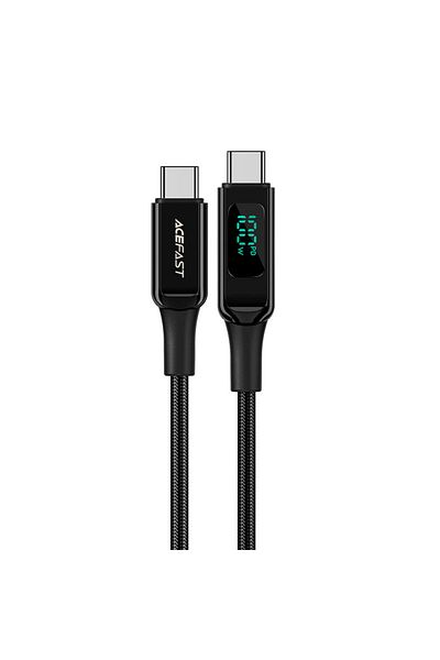 Acefast Cablu împletit cu ecran LED USB-C 100W 20V 5A 2m negru