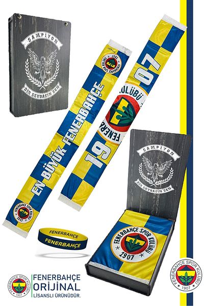 Fenerbahçe Original Licensed Largest Shawl Scarf and Bracelet Set Canary Printed