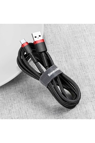 Baseus Wytrzymały elastyczny kabel przewód USB USB-C QC3.0 3A 1M czarno-czerwony