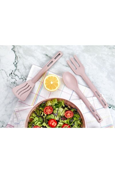 Tiesa Home 3-Piece Mini Plastic Spatula Spoon Fork Serving Set Set Pink