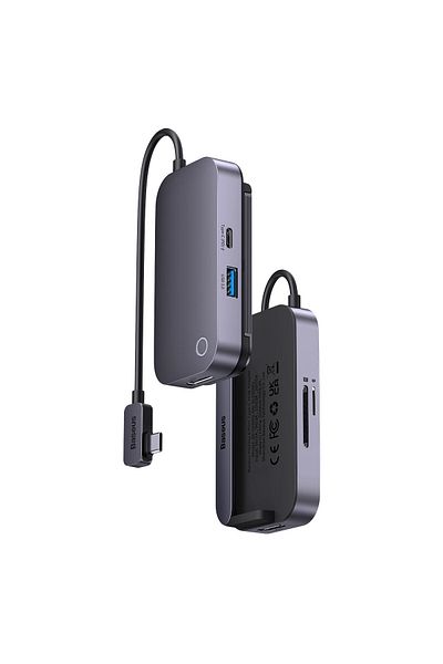 Baseus 6w1 Rozdzielacz portów PadJoy HUB USB do tabletu smartfona USB-C HDMI SD TF ciemnoszary
