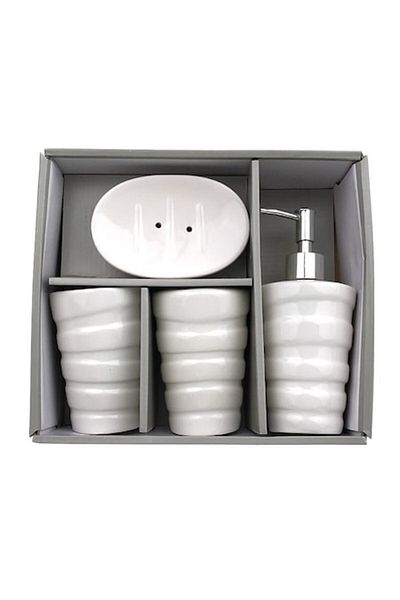 OEM Bathroom Set in Ceramic, Uni, 4 Pieces, 26x23cm, White