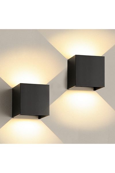 LUXXO Indoor/Outdoor LED Wall Light, Dust/Moisture Resistant, IP65, Davos, 2x10W, Black