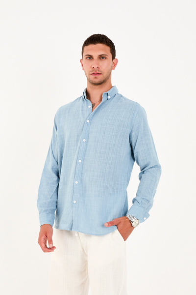 No Way Cămașă pentru bărbați Regular Fit bumbac 100% Biem Linen