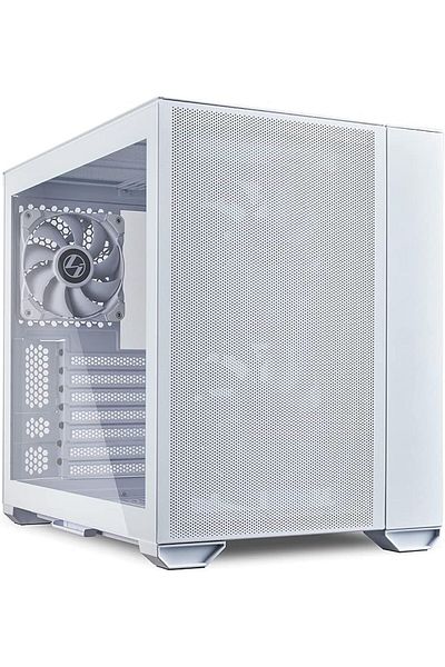 Lian Li خزانة كمبيوتر O11 AIR MINI باللون الأبيض - لوحة شبكية في الأمام والأعلى والخلف