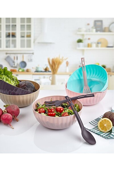 Tiesa Home 3-Piece Mini Plastic Spatula Spoon Fork Serving Set Set Pink