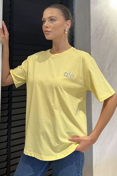 GÜLSELİ Κίτρινο εμπριμέ Casual Basic T-shirt