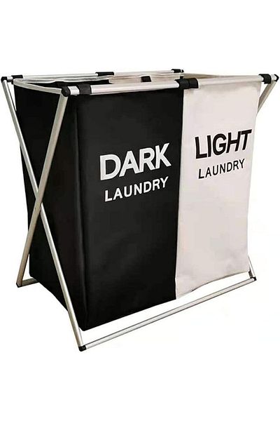 Primo Plus Dirty Clothes Storage Basket ,Tall Divided Laundry Sorter with Removable Bag