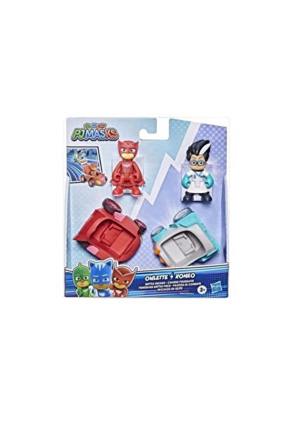 Hasbro Set 2 Figurines and Cars PJ Masks Battle Racers, Owlette Romeo, 15 cm