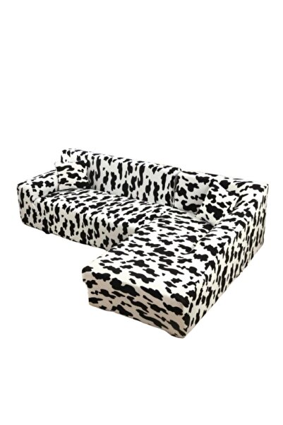 OEM Elastic cover for corner sofa, Comfort, elastane, 145x185cm/185x230cm, bicolor, black and white