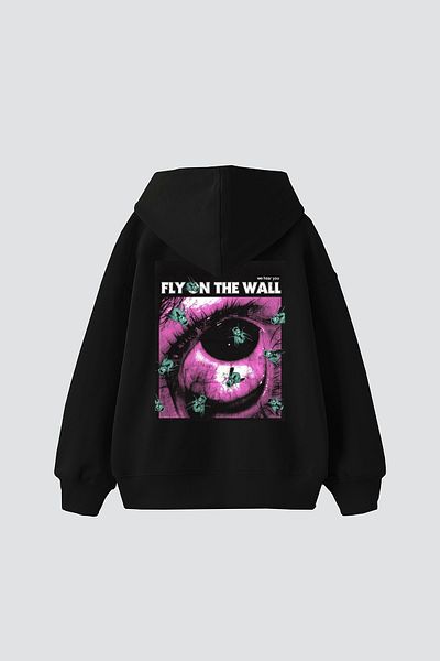 Sekizbiraltı Унисекс черен суичър с щампа Fly On The Wall