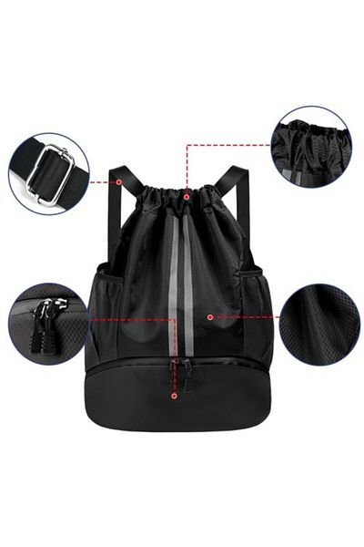 Lumely Gym Bag for Men Women,Nylon Drawstring Backpack Drawstring Sports Bag,Dark Blue
