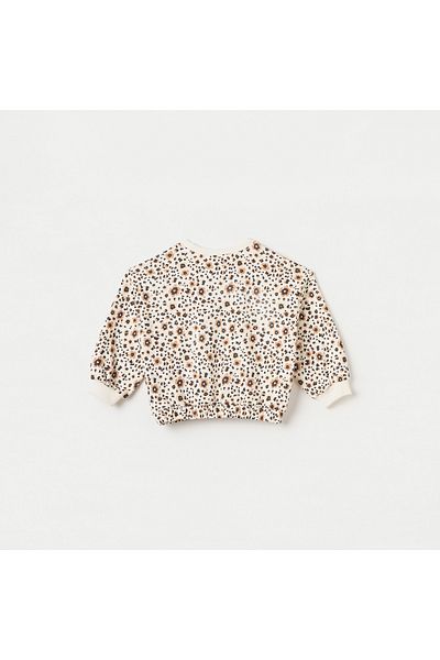 Juniors All-Over Floral Print Sweatshirt with Crew Neck
