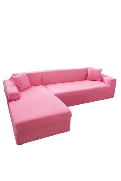 JOJO HOME Husă elastică pentru canapea de colț, Jojo Home, Uni, M/L, roz