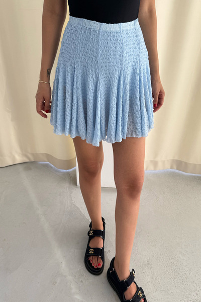 Seda Yalçın Atelier Blue Textured Mini Skirt