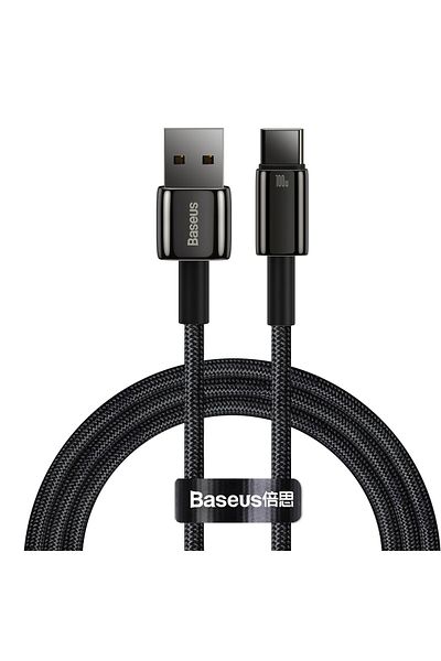 Baseus Cablu USB-USB-C Tungsten Gold 480Mbps 100W 1m Negru
