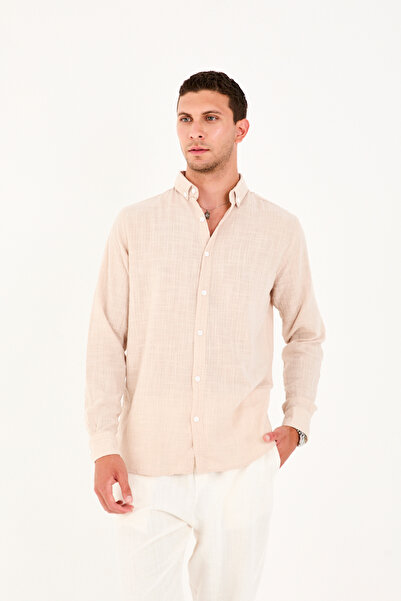 No Way Ανδρικό πουκάμισο Regular Fit 100% βαμβακερό λινό Biem