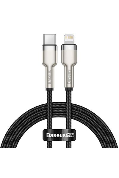 Baseus Cablu iPhone USB-C - Lightning Cafule Metal, Adaptor de date, 20W, 1m - Negru