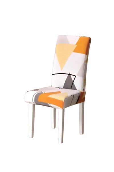 OEM Set 6 huse pentru scaune, Poliester cu Elastan, Imprimeu Triunghiuri, Multicolor