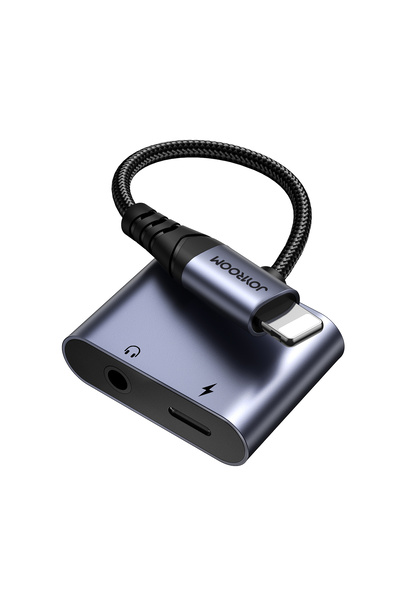 Joyroom 2w1 Adapter przejściówka do iPhone ładowarka + słuchawki Lightning / mini jack 3.5mm czarny
