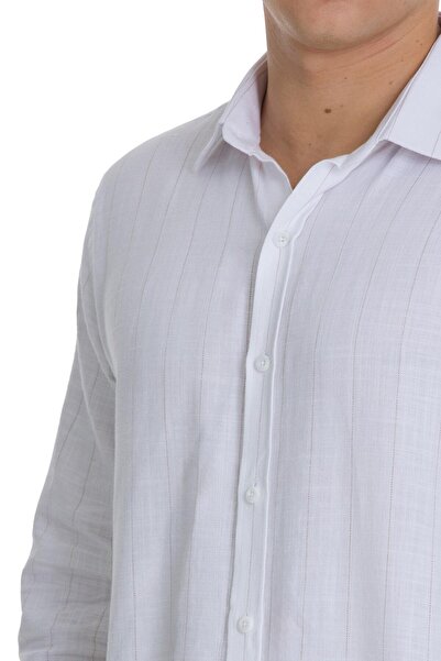 Hatemoğlu Cămașă sport maro, 100% bumbac, cu guler subțire, cu mânecă lungă