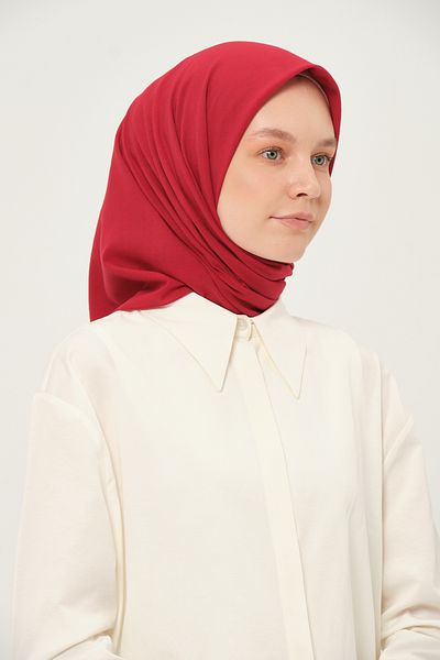 Madame Polo Poly Coton Square Scarf Flag Red Cotton Breathable Fabric