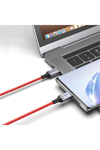 Ugreen Kabel przewód w oplocie USB-C - USB-C 2.0 3A czerwony