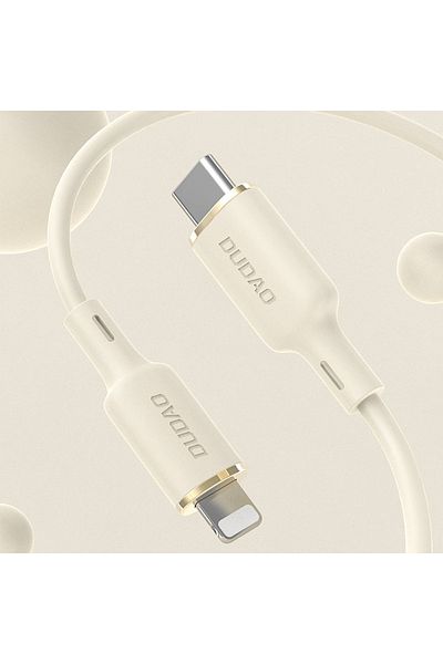 DUDAO Cablu de alimentare SR Reinforced pentru iPhone USB-C - Lightning 30W 1m Bej