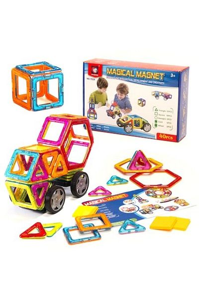 Glow Goods Interactive Magnetic Construction Set Educational and Creative for Kids, 40 Pieces, Multicolor