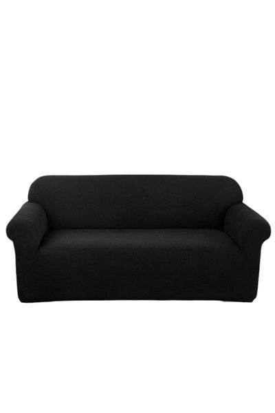 JOJO HOME Husă elastică pentru canapea, Jojo Home, Uni, L-3 locuri, 180x230cm, Negru