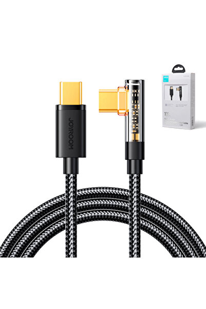 Joyroom Cablu USB-C unghiular pentru încărcare rapidă și transfer de date 100W 1,2m negru
