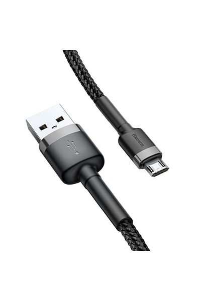 Baseus Cablu USB microUSB rezistent din nailon 2A 3M negru și gri