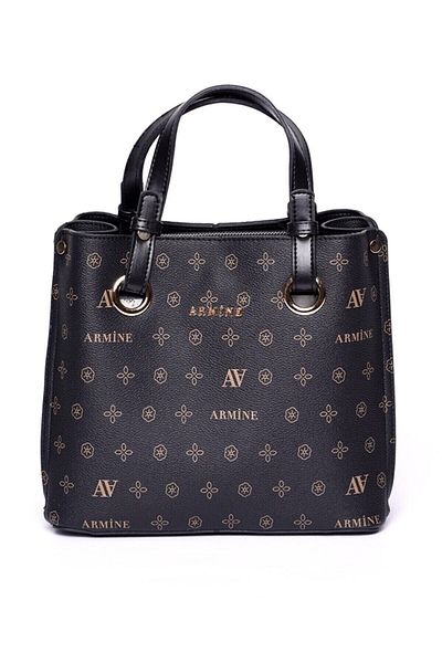 Armine Modern Stylish Design Zippered Printed Shoulder Bag Black