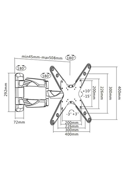 Gogen L adjustable TV stand, 23" to 55" diagonal (60-140 cm), 35 Kg, VESA, swivel and tilt, black