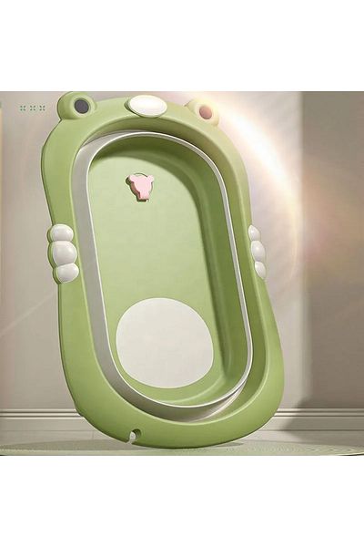 Little Mom Cadita pliabila cu termometru pentru copii Green Frog