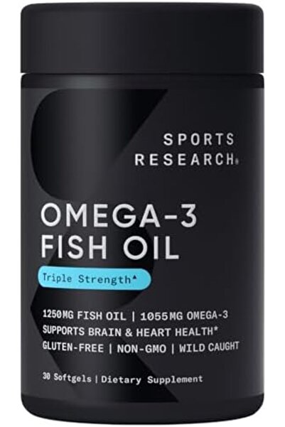 Sports Research زيت السمك أوميجا 3، قوة ثلاثية، 30 كبسولة هلامية